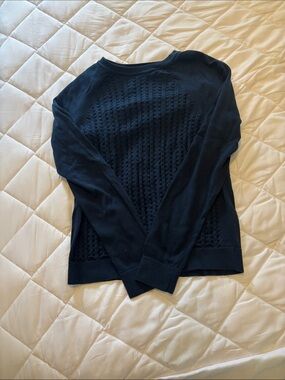 LOFT Navy Cable-Knit Crew Neck Sweater